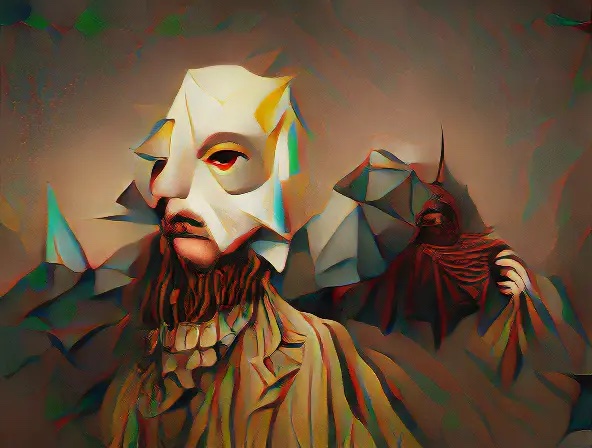abstract portrait created via AI art generating app, starryai