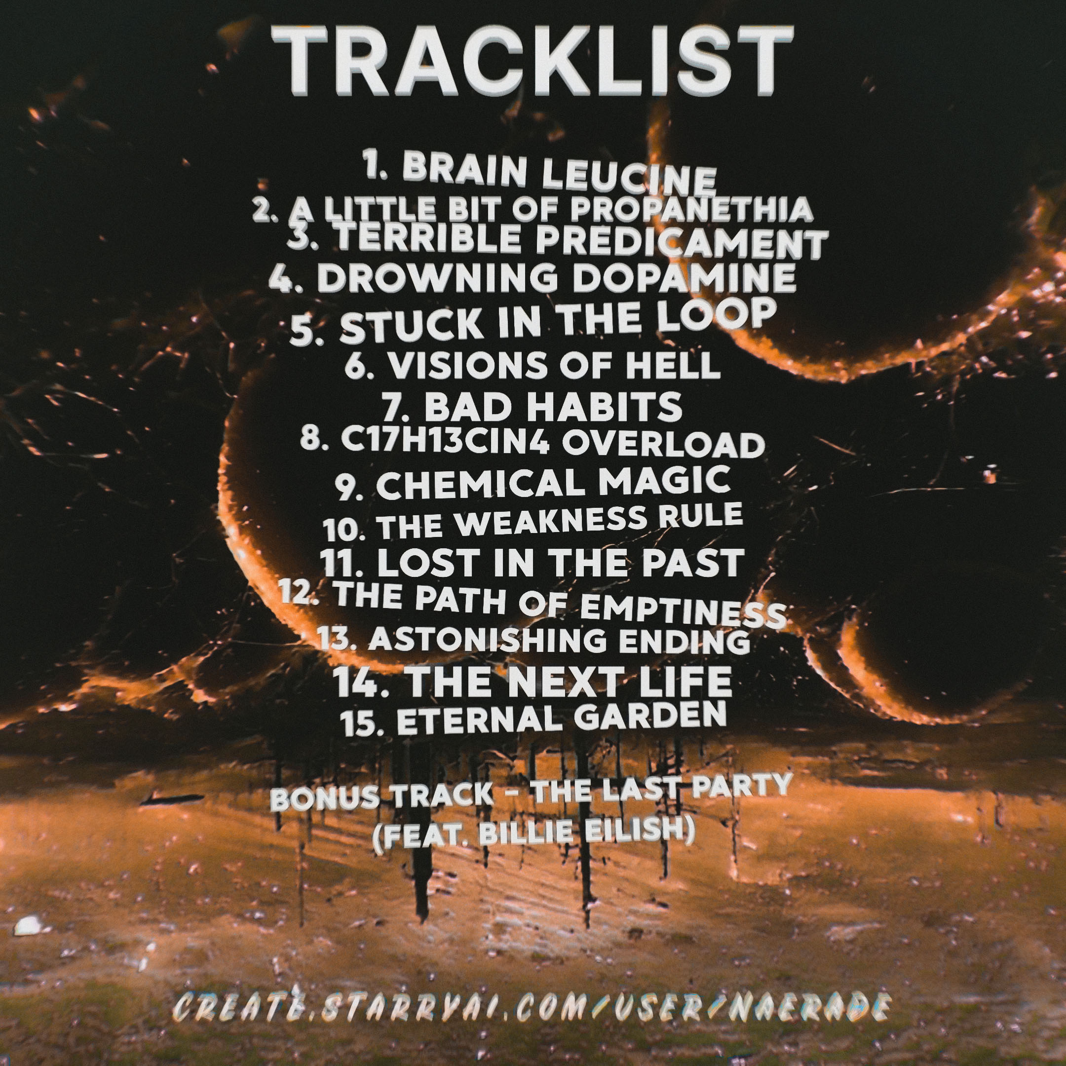 Tracklist cover design of an electro band