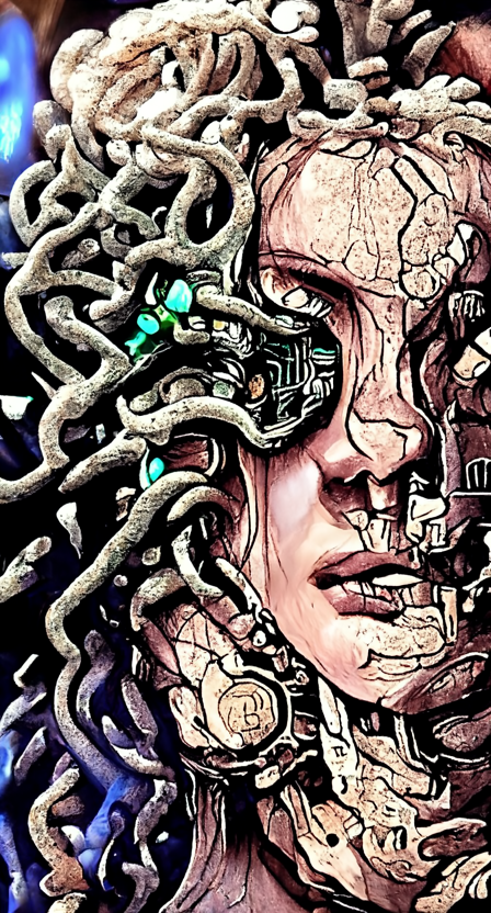 Ai generated portrait of robotic medusa