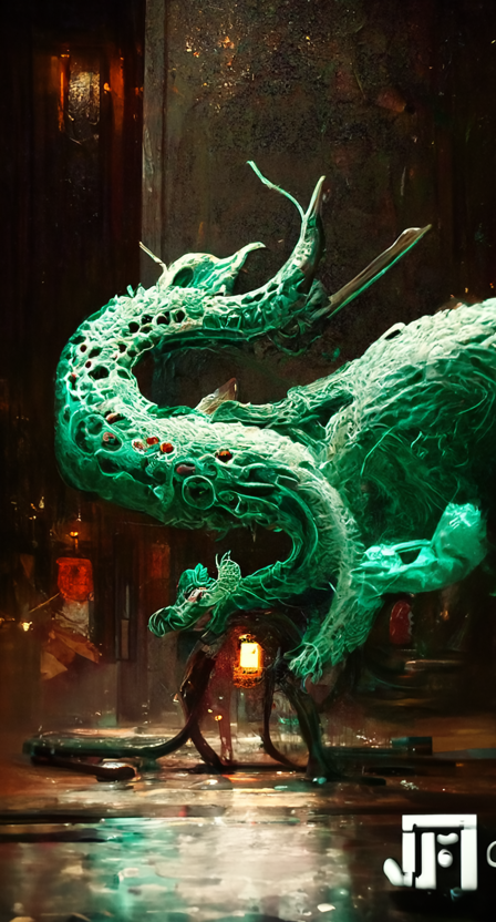 Ai generated image of a jade dragon 