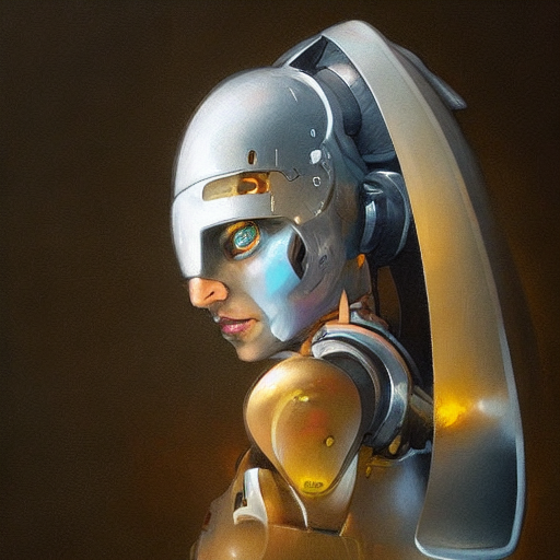 A portrait of a female android generated via starryai