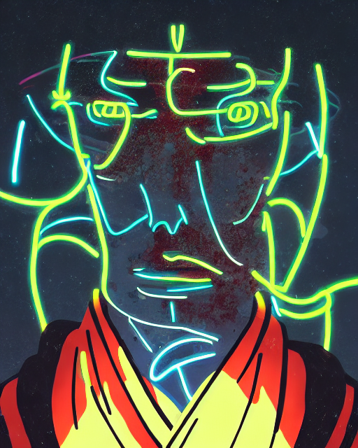 neon-style abstract portrait generated via starryai