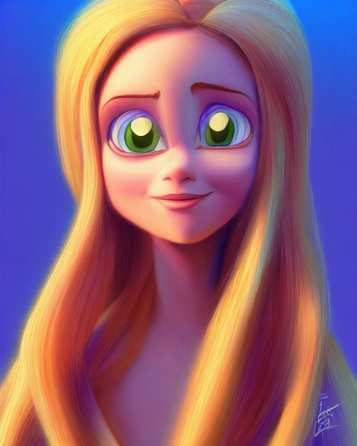 AI generated illustration of a blonde female with green eyes