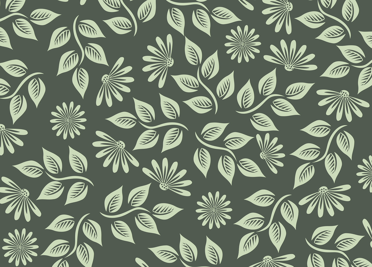 green pattern design with flowers